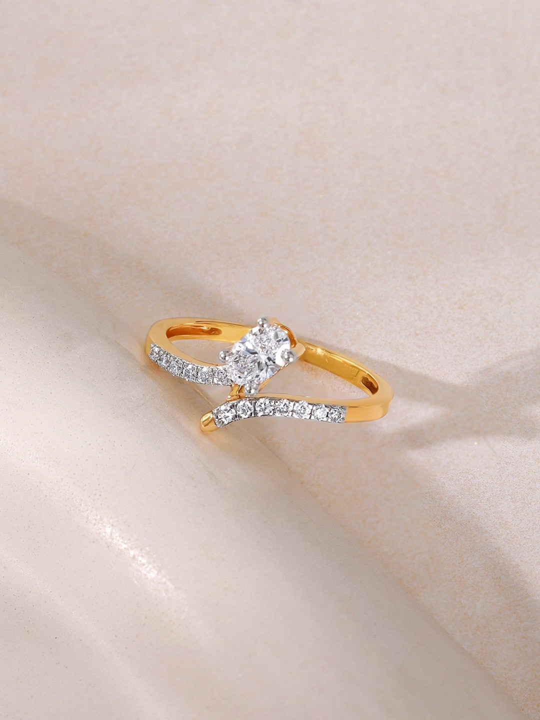 GIVA Women Gold Selene Diamond Solitaire Ring-1.8 gms