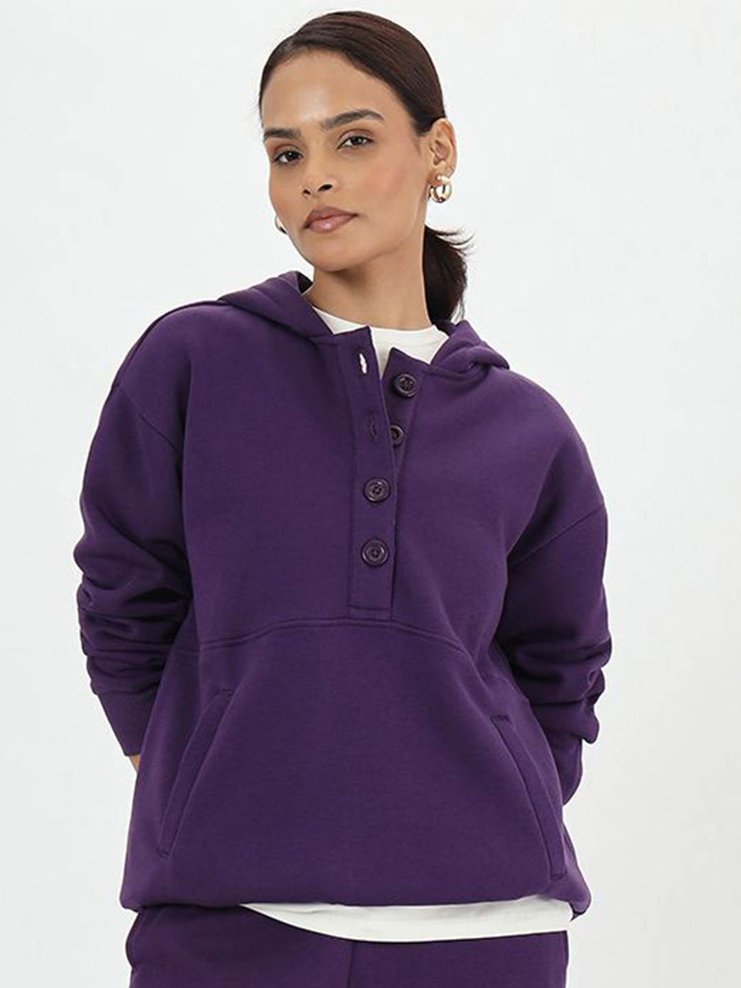 FEMMELLA Women Long Sleeve Hooded Button Down Sweatshirt