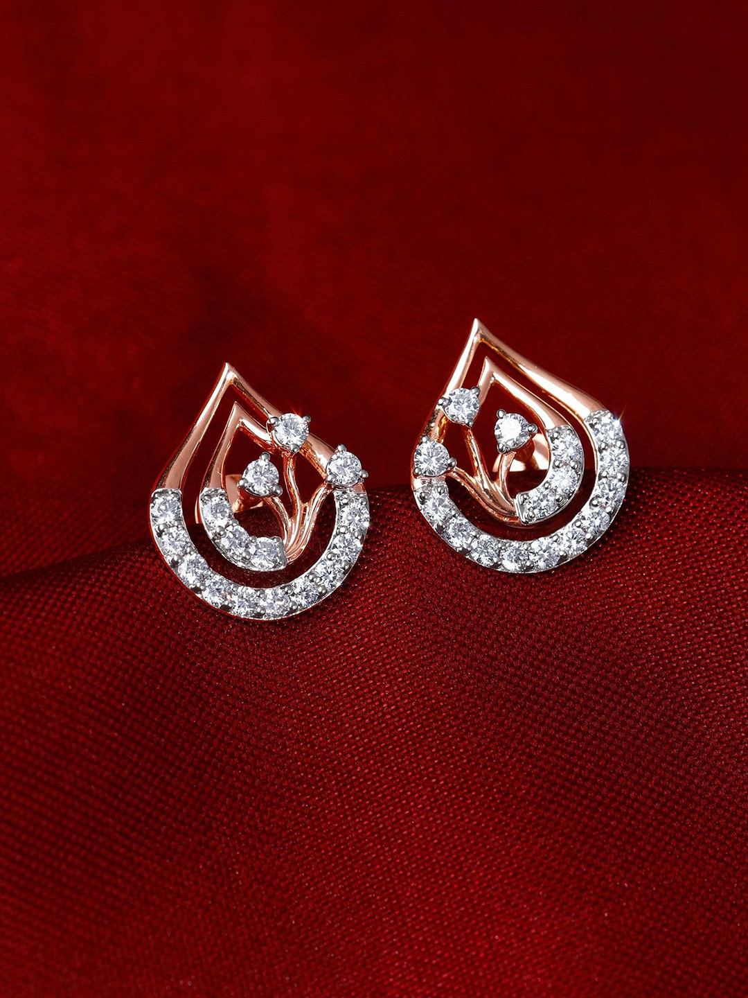 GIVA Rose Gold Raindrop Diamond Studs-3.18 gms