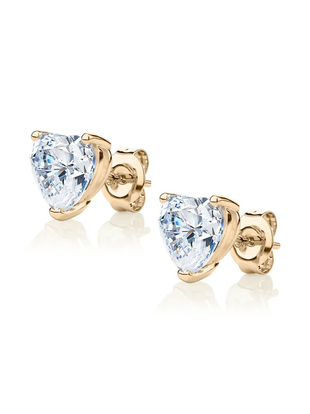 RAGABANDHA DESIGN STUDIO 925 Sterling Silver 22K Gold-Plated Zircon Studded Heart Studs