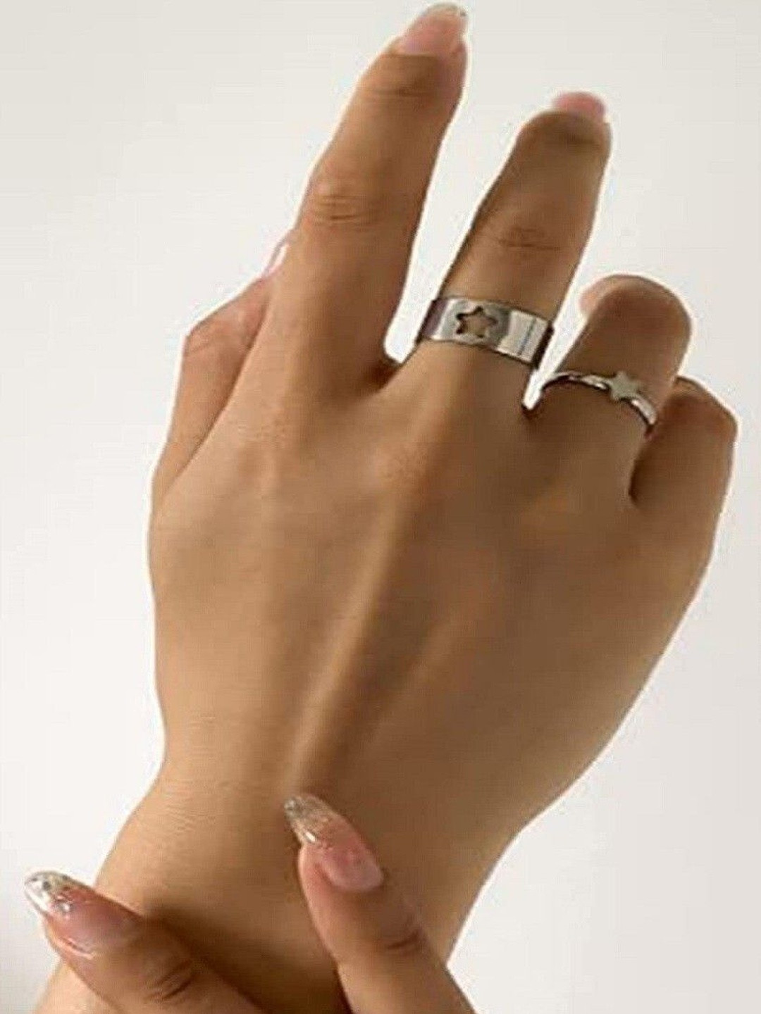 Teeragaj Set Of 2 Star Adjustable Couple Finger Rings