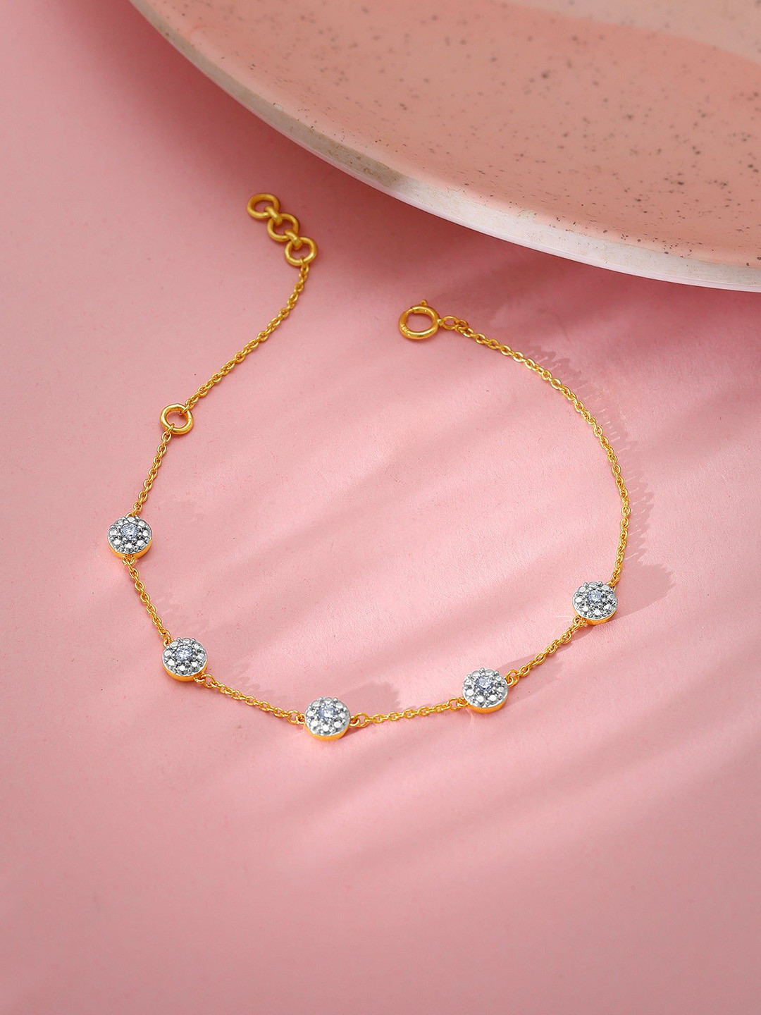 GIVA Women 14 Kt Gold Gorgeous Cluster Diamond Bracelet-2.489 gms