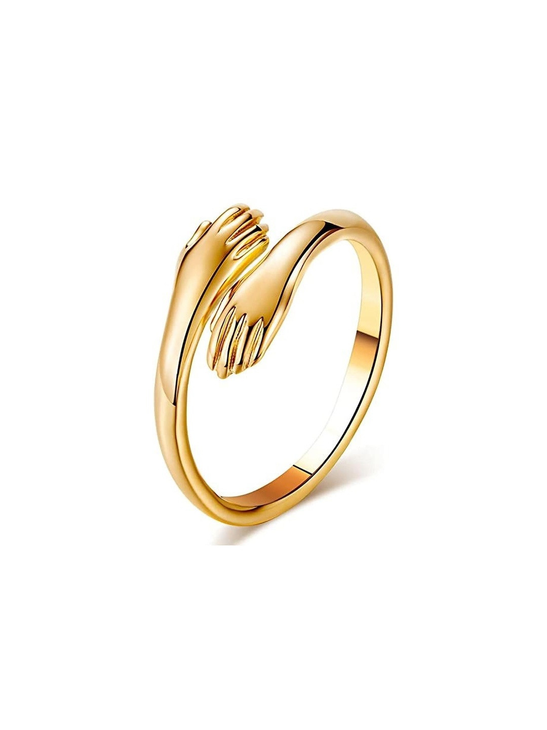 J.S ENTERPRISES Unisex Gold-Tone Stainless Steel Hand Design Finger Ring