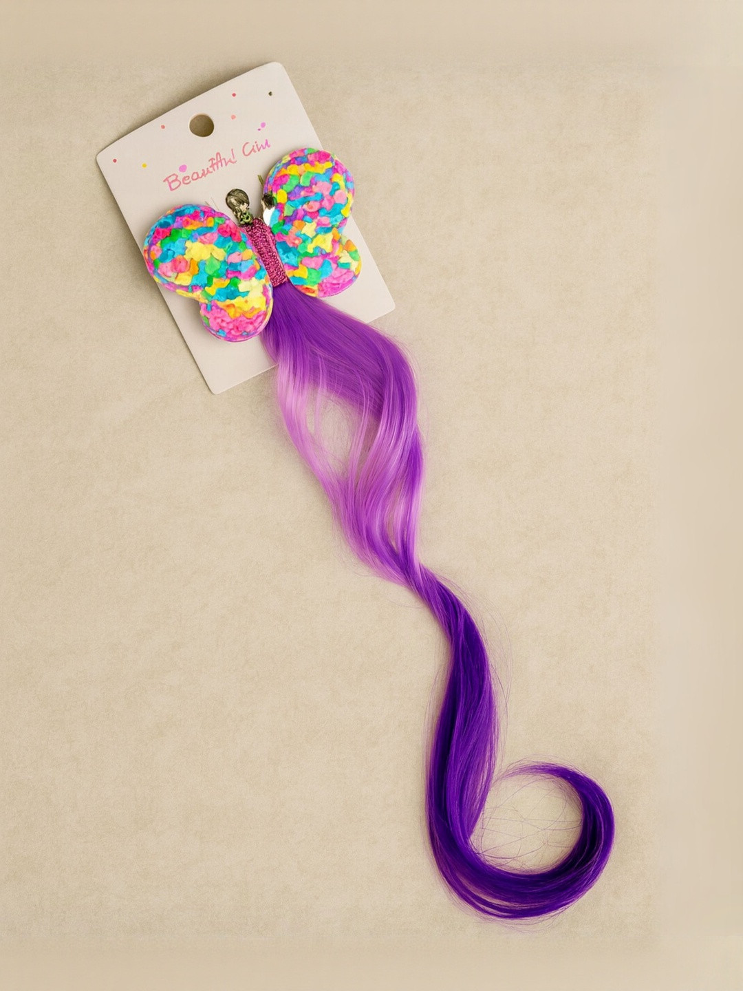 KNITROOT Girls Clip In Straight Coloured Strand Hair Extension - Purple - 46 cm