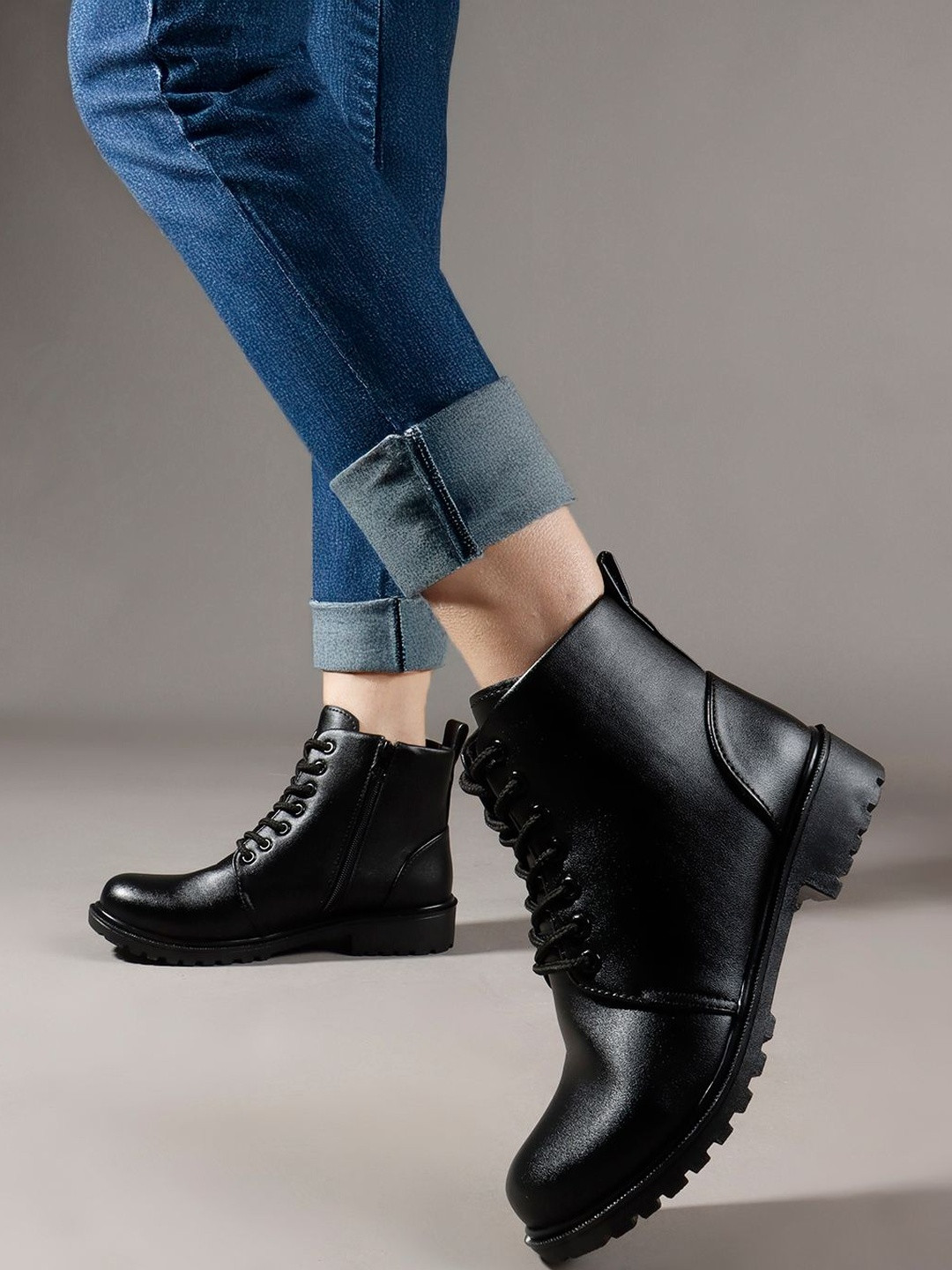 STRASSE PARIS Men Solid Lace-Up Ankle-Length Boots with Side Zipper