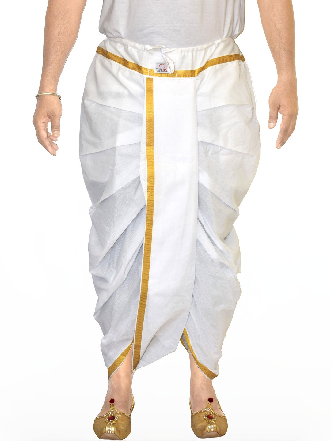 TUNI MANI Men White Cotton Dhotis