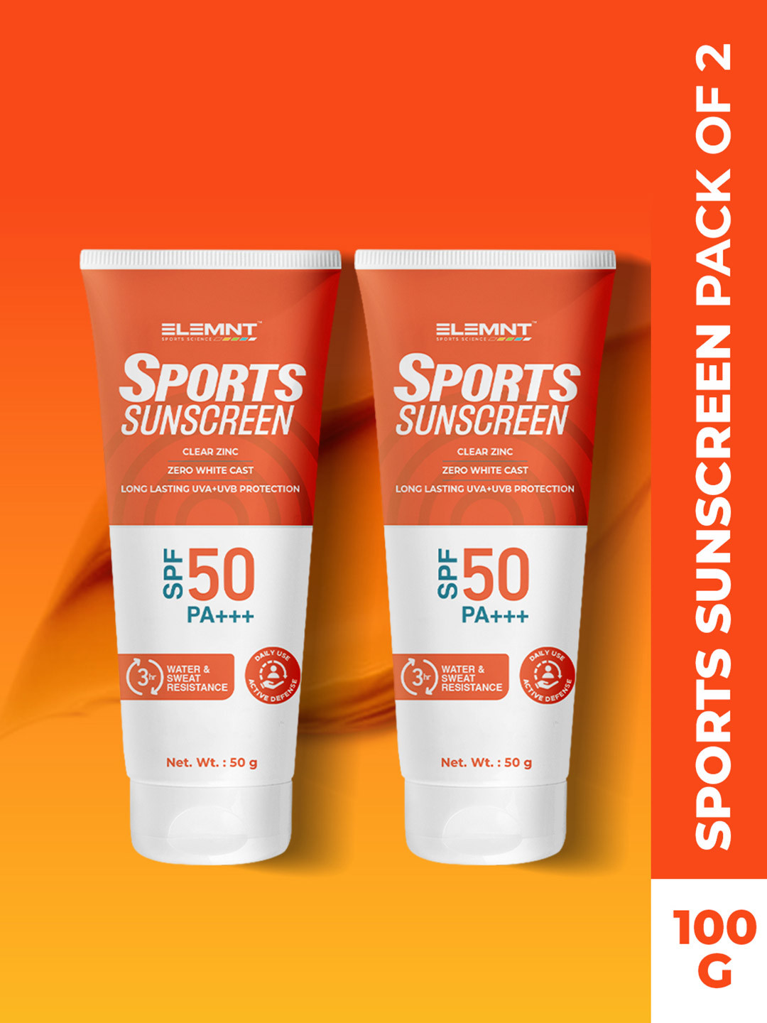 Elemnt Sports Science Set Of 2 Sports Sunscreen SPF50 PA+++ - 50 g Each