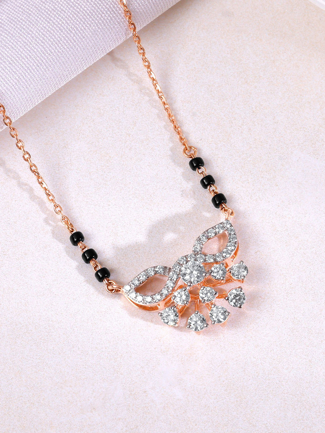 GIVA Rose Gold Shruthi Diamond Mangalsutra-2.885 gms