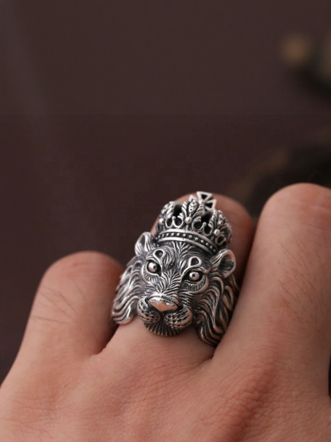 Teeragaj Lion Oxidised Finger Ring