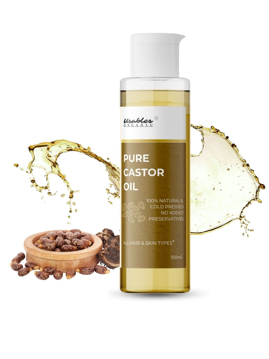Usables ORGANIC 100% Pure Cold-Pressed Castor Oil- 100 ml