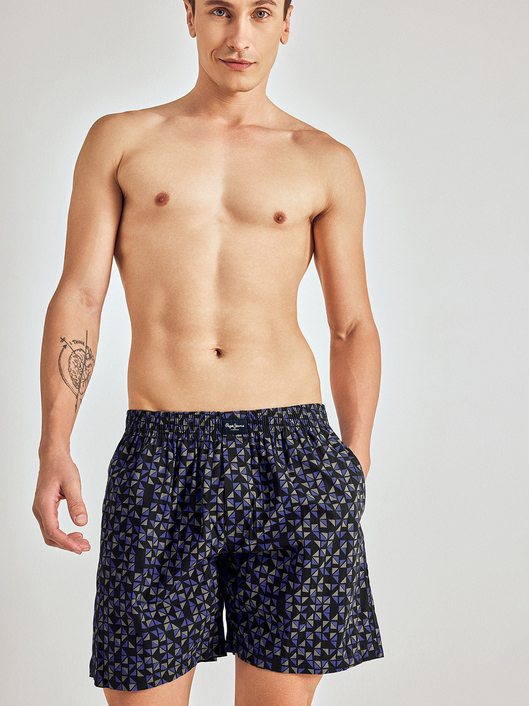 Pepe Jeans Men Black & Blue Pure Cotton Printed Boxers 8904311333869