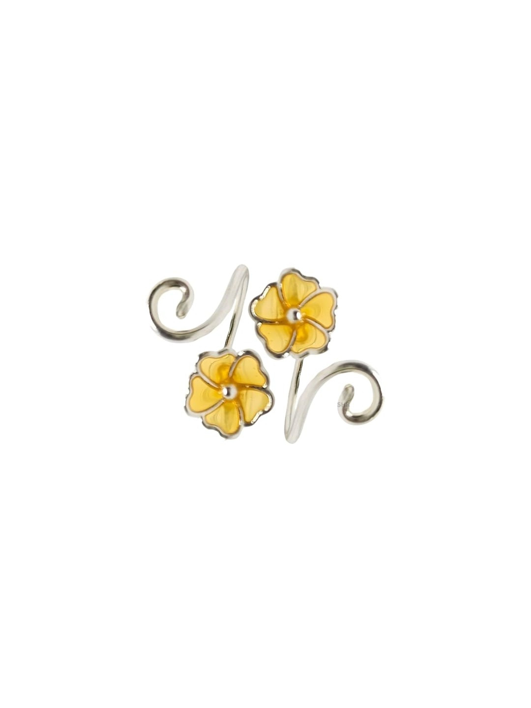 Darshraj Women Pack Of 2 Yellow & Silver-Plated Sterling Silver Toe Rings