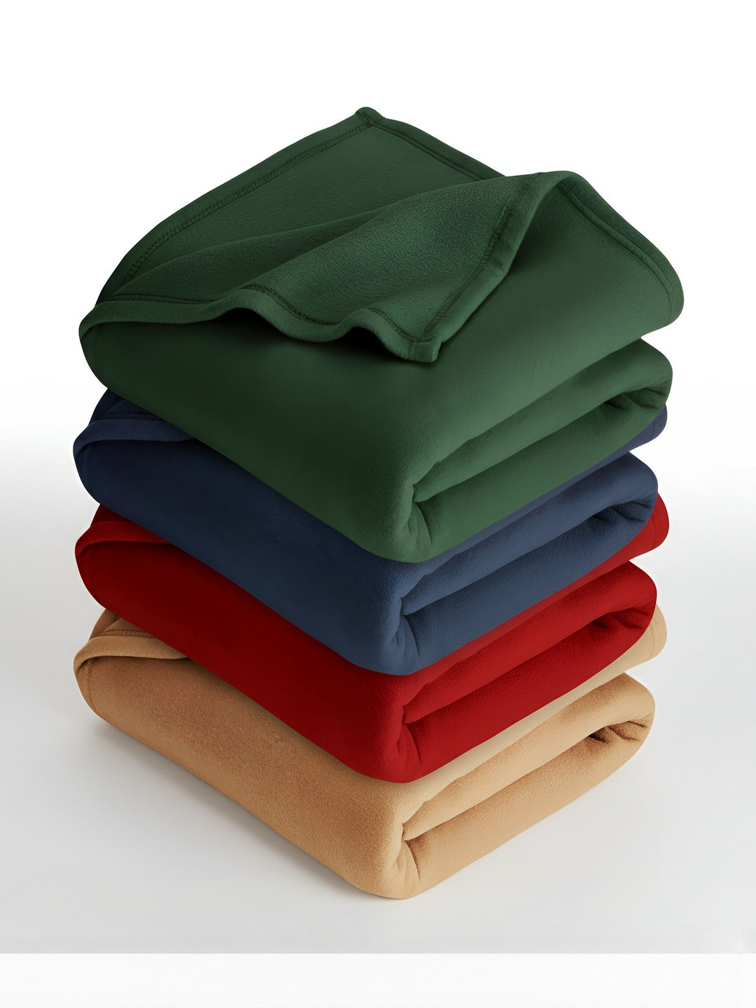 Aura Gold-Toned & Red 4 Pieces Fleece AC Room 150 GSM Blankets