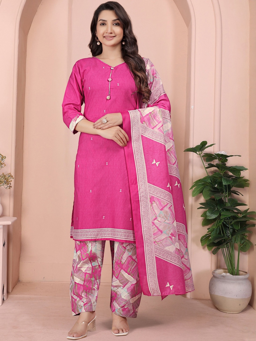 SIMPLYETHNIC Women Regular Kurta with Palazzos & With Dupatta