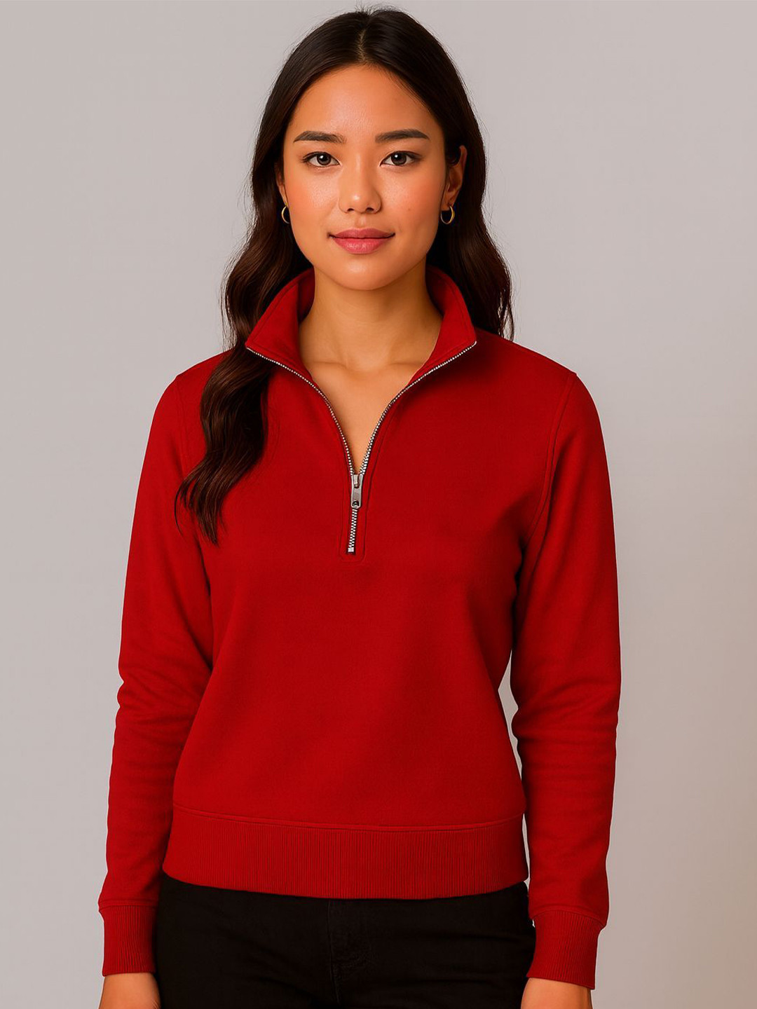 MACK JONNEY Women Shirt Collar Pullover Sweatshirt