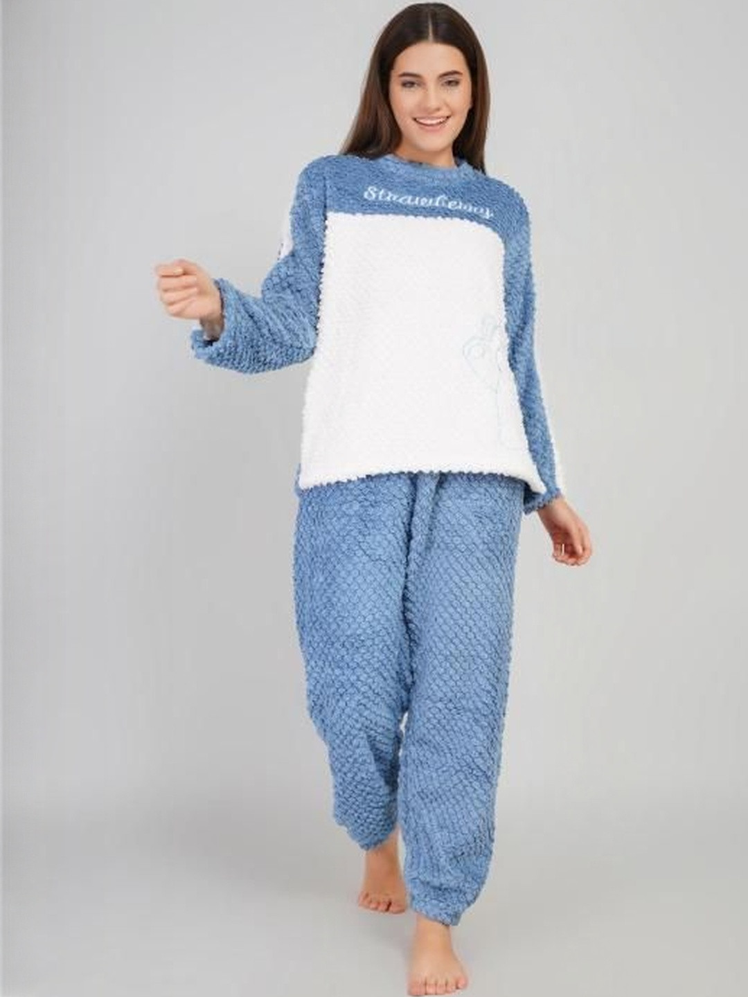 Stem Rope Women Colourblocked Full Sleeve T shirt & Pyjama Night suit