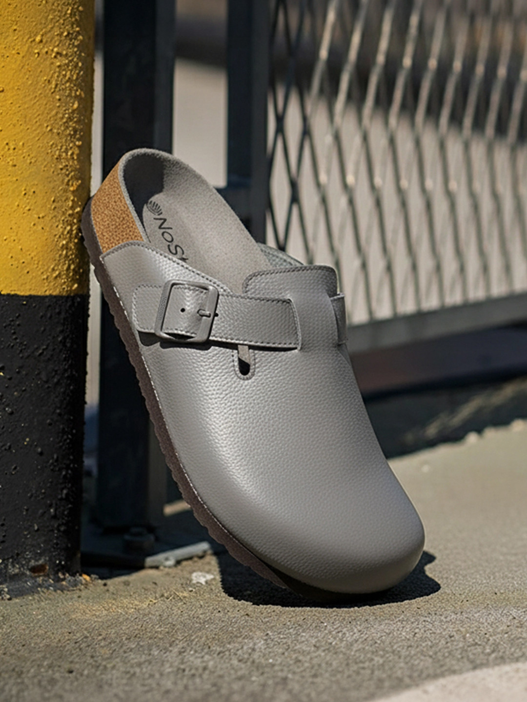 NoStrain Men Mule Cork Adjustable Buckle Slip On Shoes