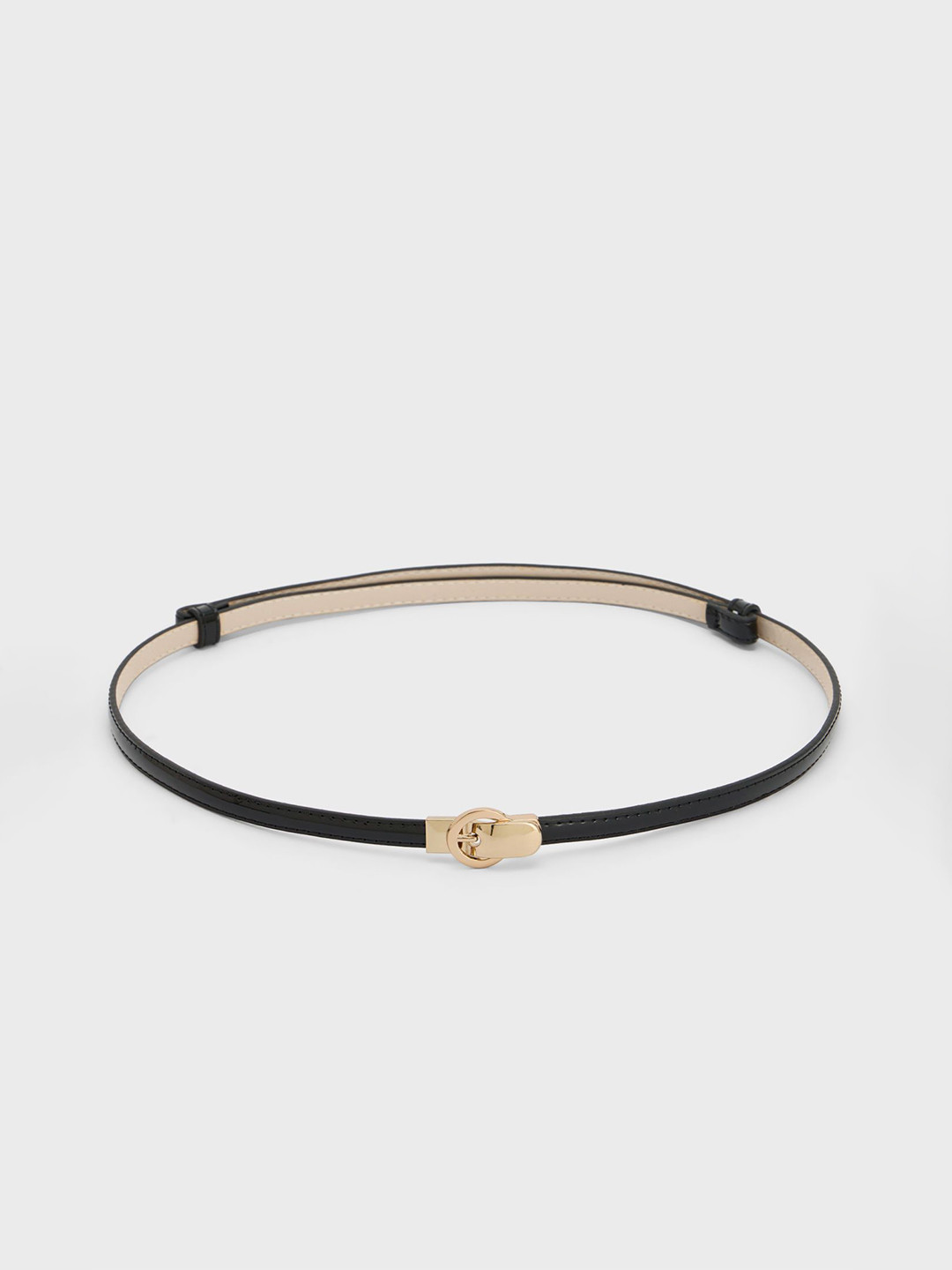 20Dresses Women Leather Artificial Patent Leather Gold Lock Slim Belt