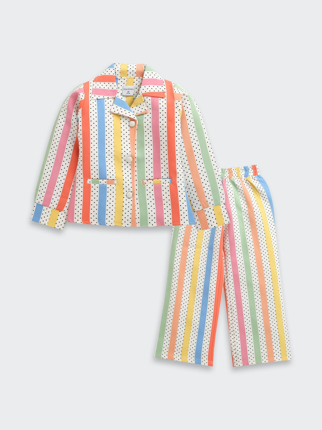 Tiny Girl Girls Striped Spread Collar Blazer With Pyjamas
