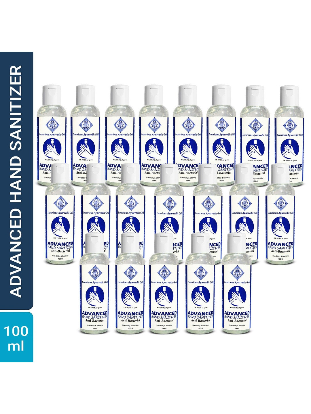 Luxurious Ayurvedic Gold Set Of 20 Advanced Hand Rub Sanitizer - 100 ml Each
