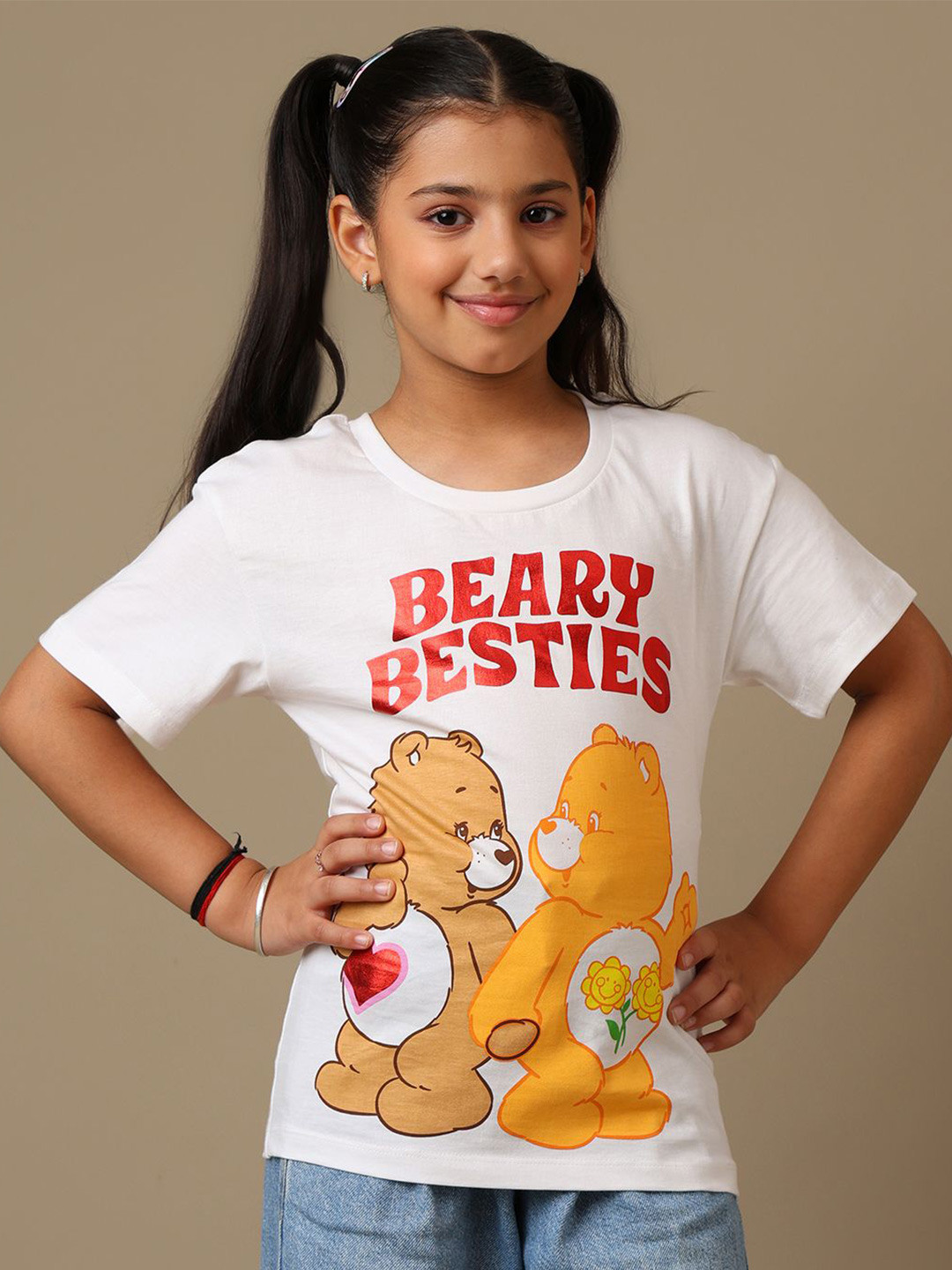 Kids Ville Girls Care Bears Printed Pure Cotton T-shirt