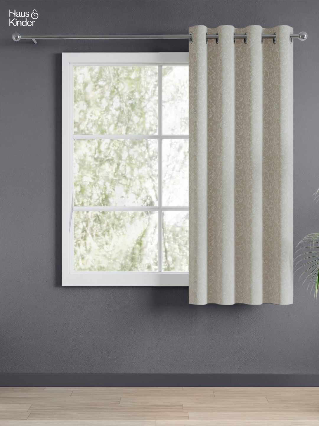 haus & kinder Signature Frosted Garden Pista Green Jacquard Room Darkening Window Curtain