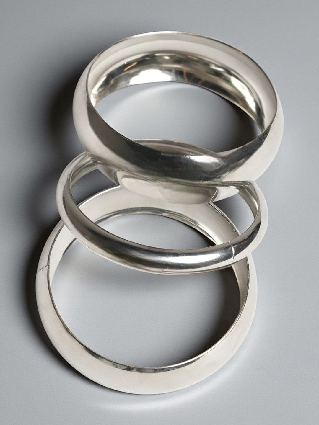 CAO Jewellery Set Of 3 Stainless Steel Silver-Plated Bangle-Style Bracelet
