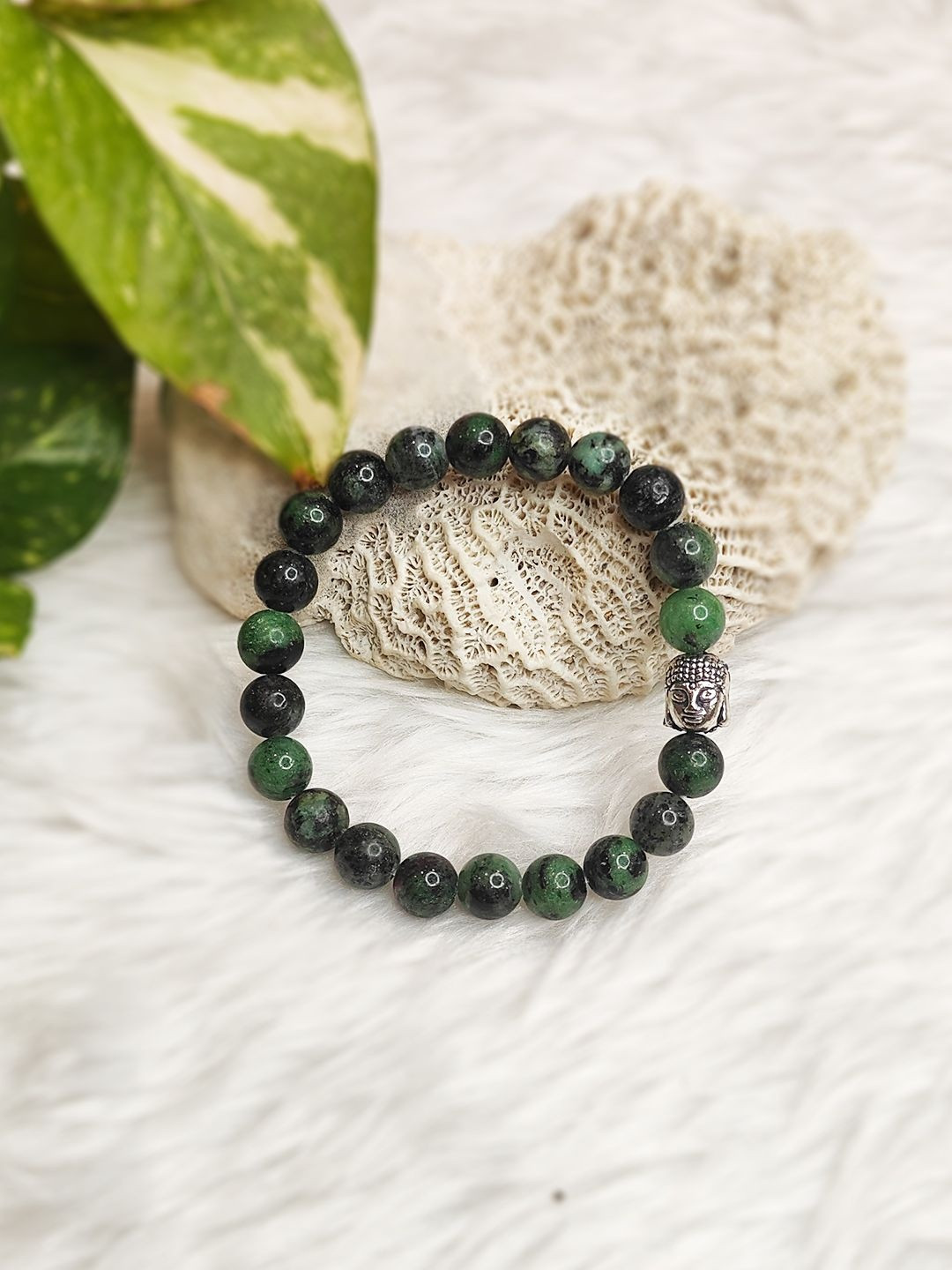 Cold Lava Studio Unisex Ruby Zoisite & Crystals Beaded Elasticated Bracelet