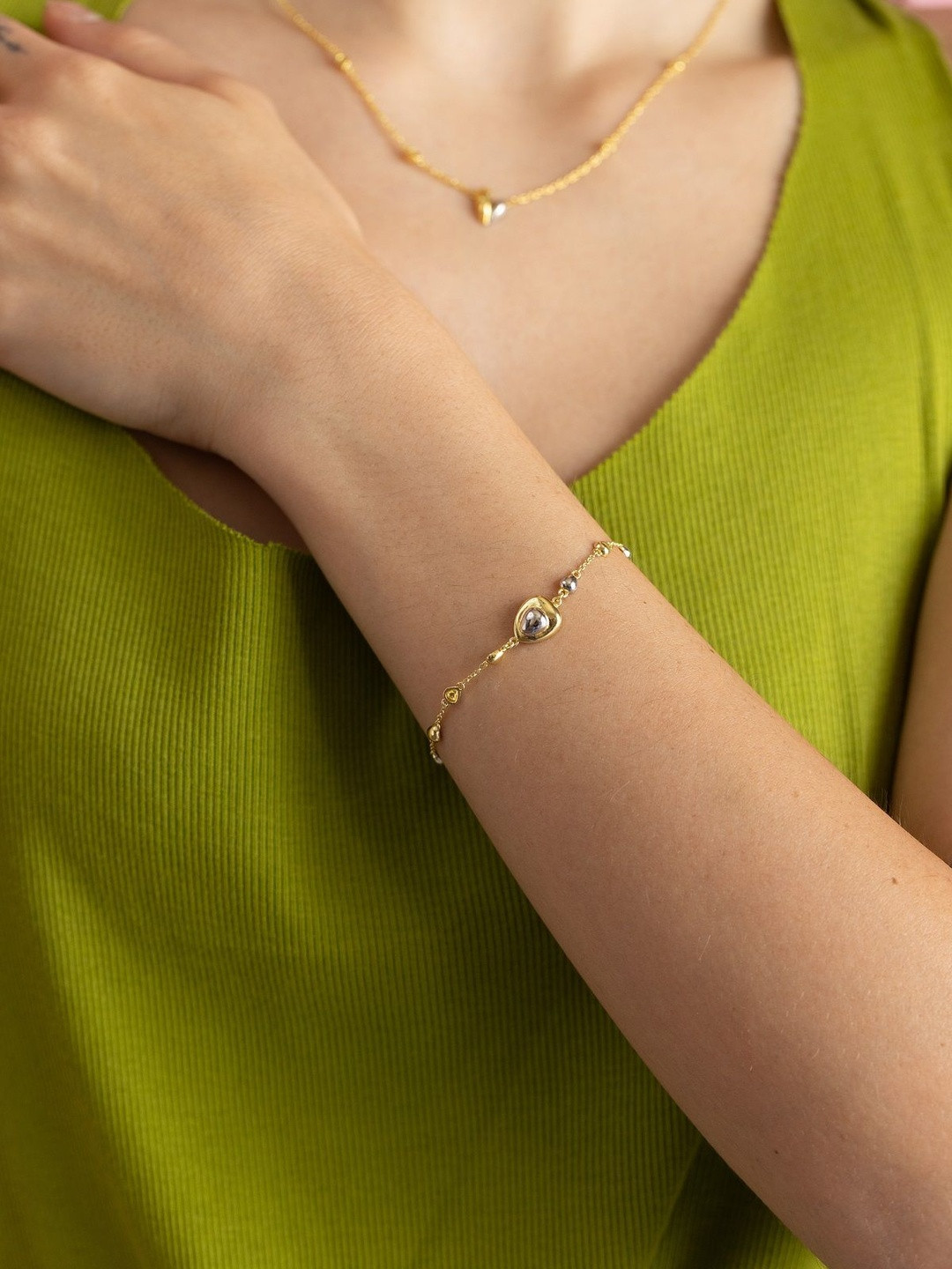 Nishani Yugen 925 Sterling Silver Gold-Plated Puffed Link Bracelet