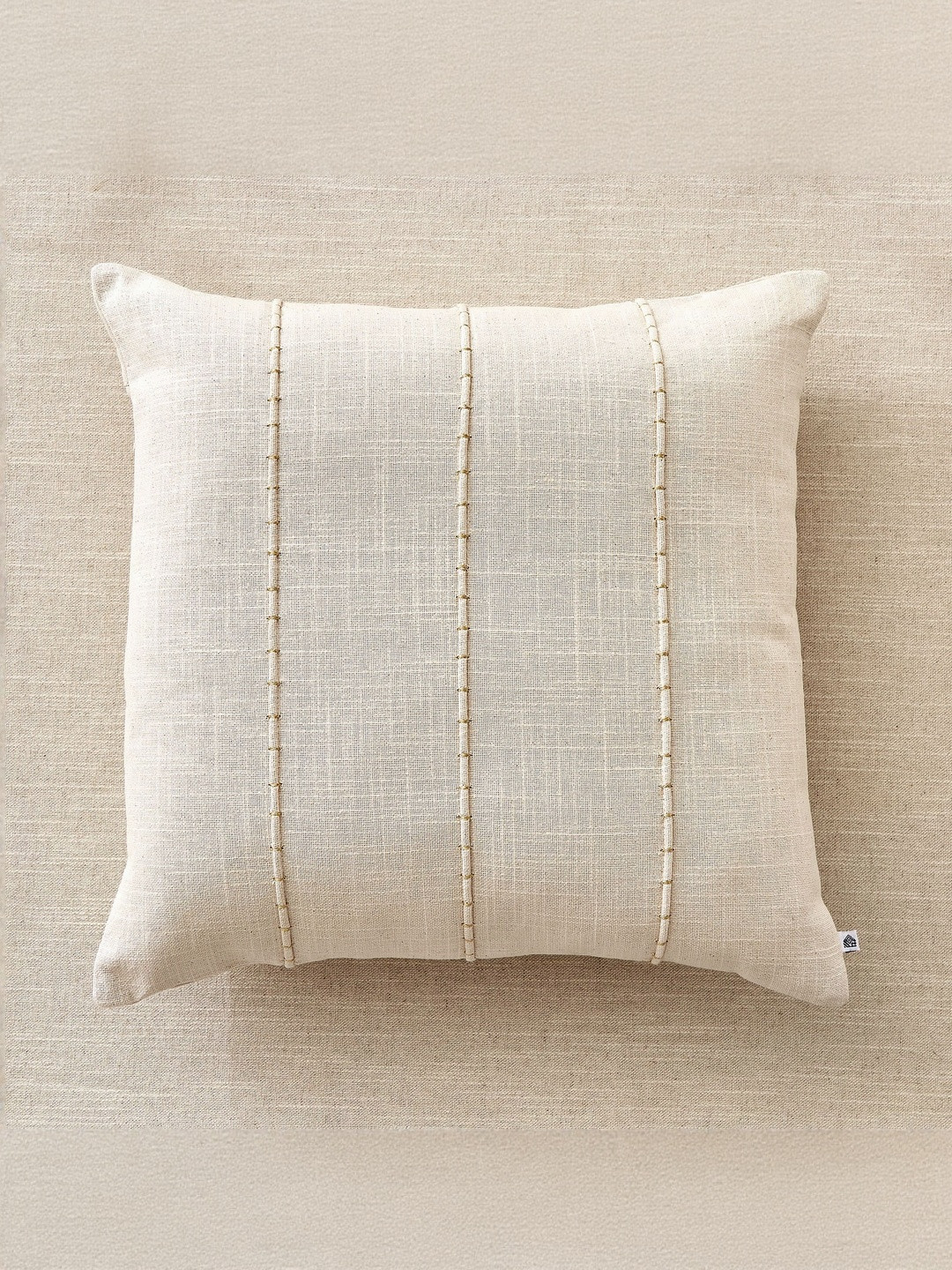 Home Centre Nuqta Sable Off-White Embroidered Pre-Filled Square Cushion