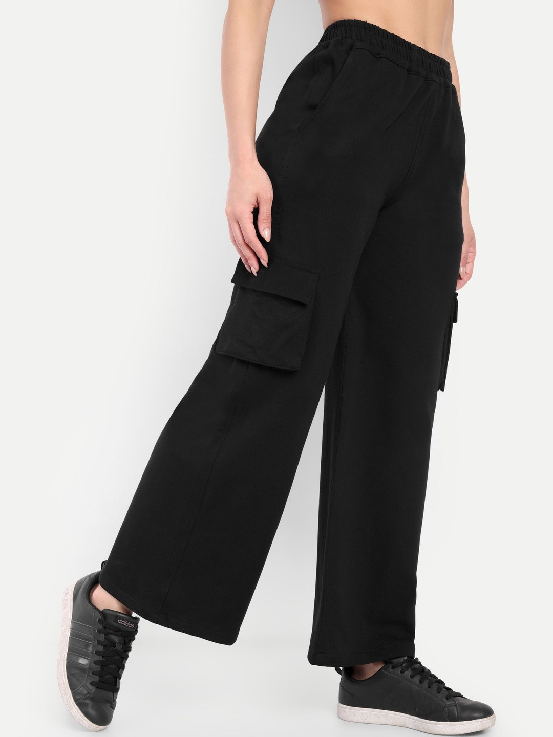 TEES HUB Women Mid-Rise Cargo Track Pants