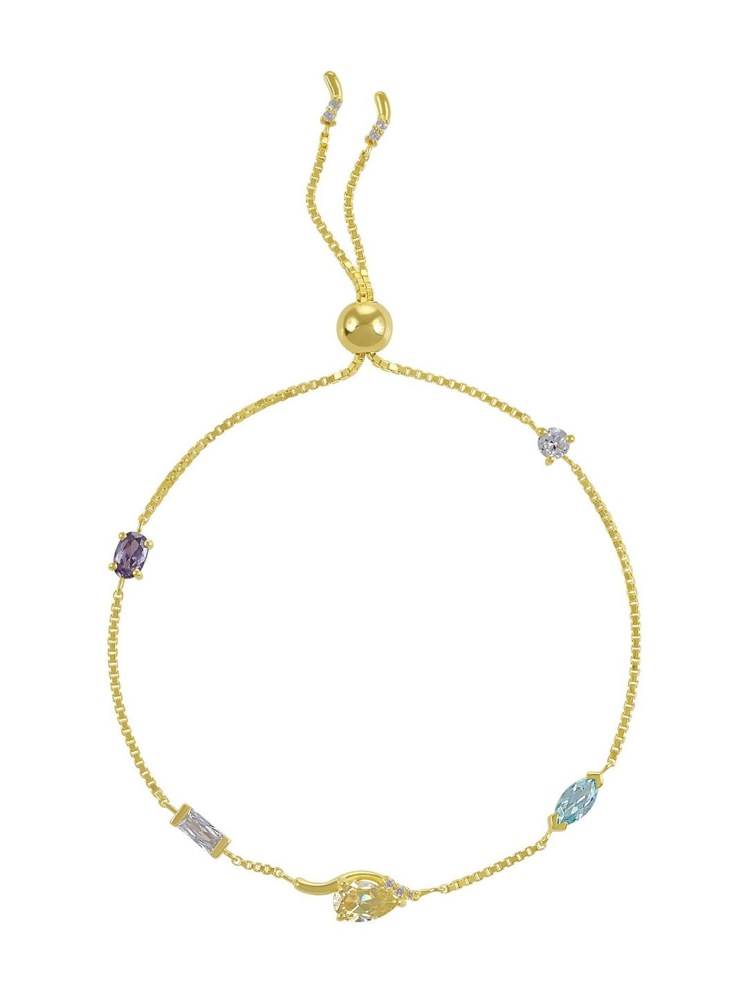 Nishani 925 Sterling Silver Gold-Plated Cubic Zirconia Studded Wraparound Slider Bracelet