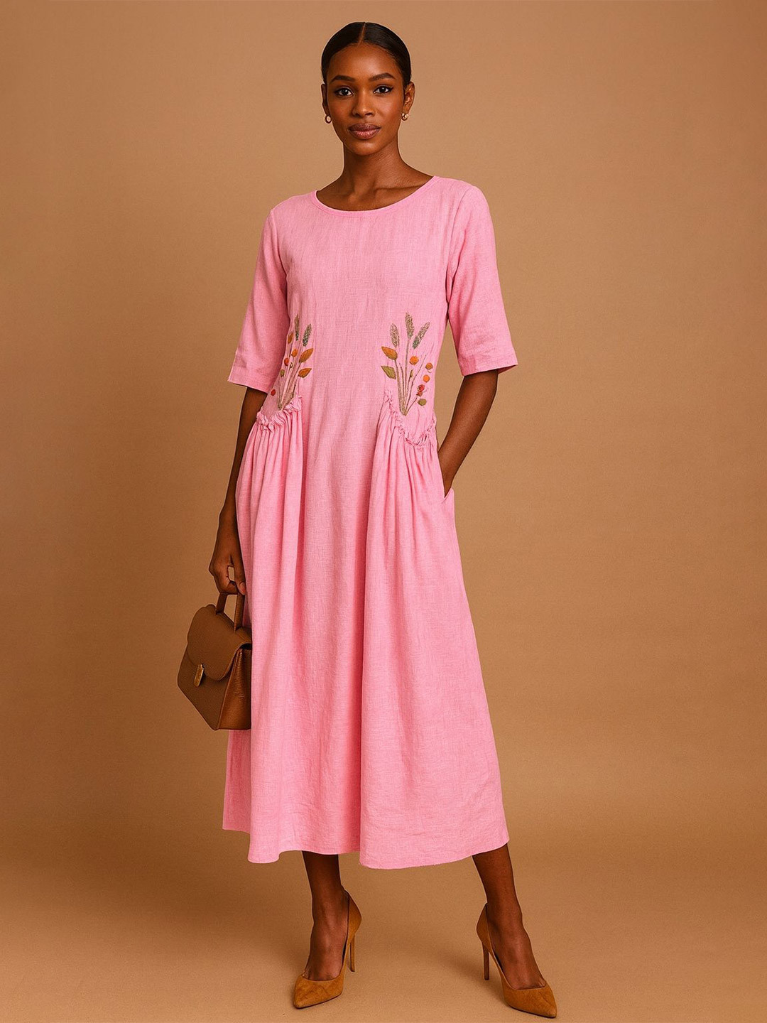 HOUSE OF MAITHILI Embellished Embroidered A-Line Midi Dress