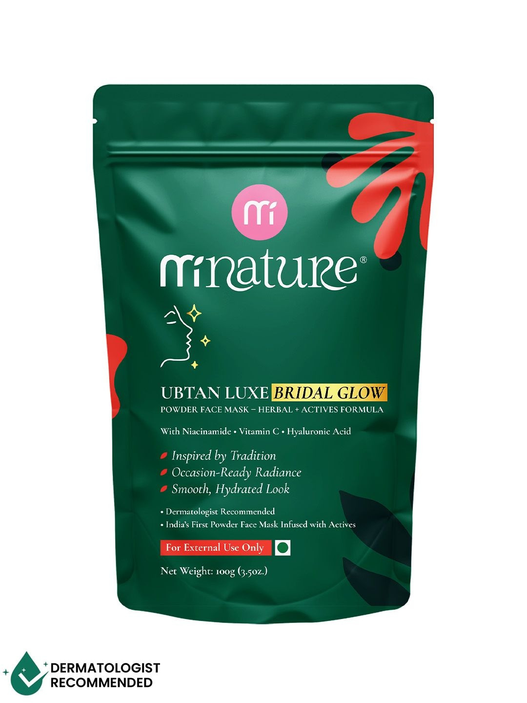 MINATURE Ubtan Luxe Bridal Glow Face Pack Powder For Hydration - 100 g