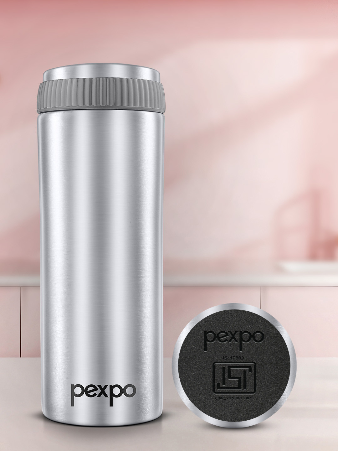 Pexpo Crypto Silver Stainless Steel BPA Free Flask - 500ml