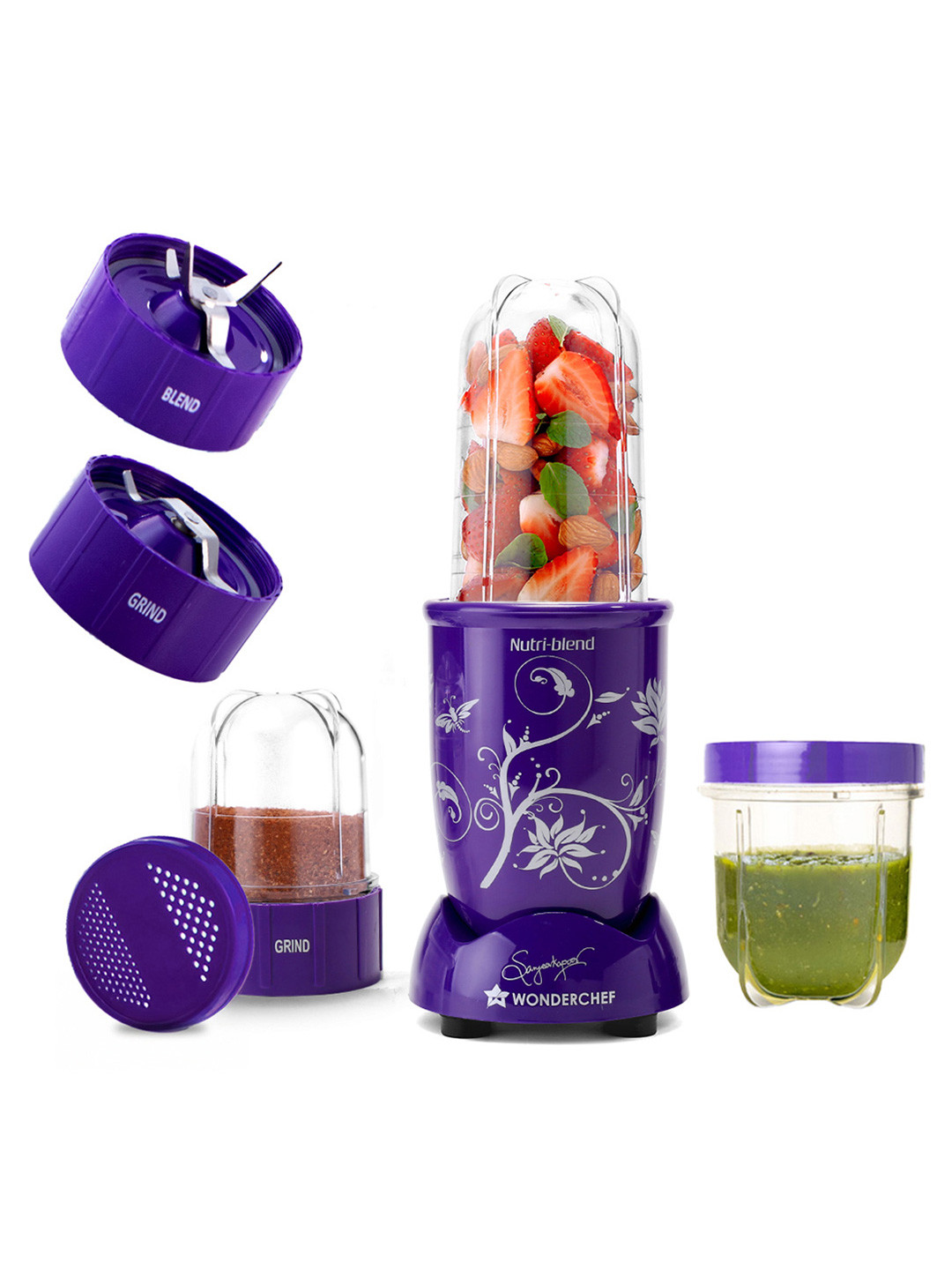 Wonderchef Purple 3-Jar Nutri-Blend Mixer Grinder & Blender 500 W