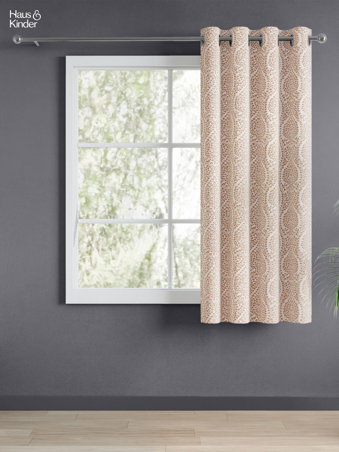 haus & kinder Signature Rustic Vine Peach-Coloured Jacquard Room Darkening Window Curtain