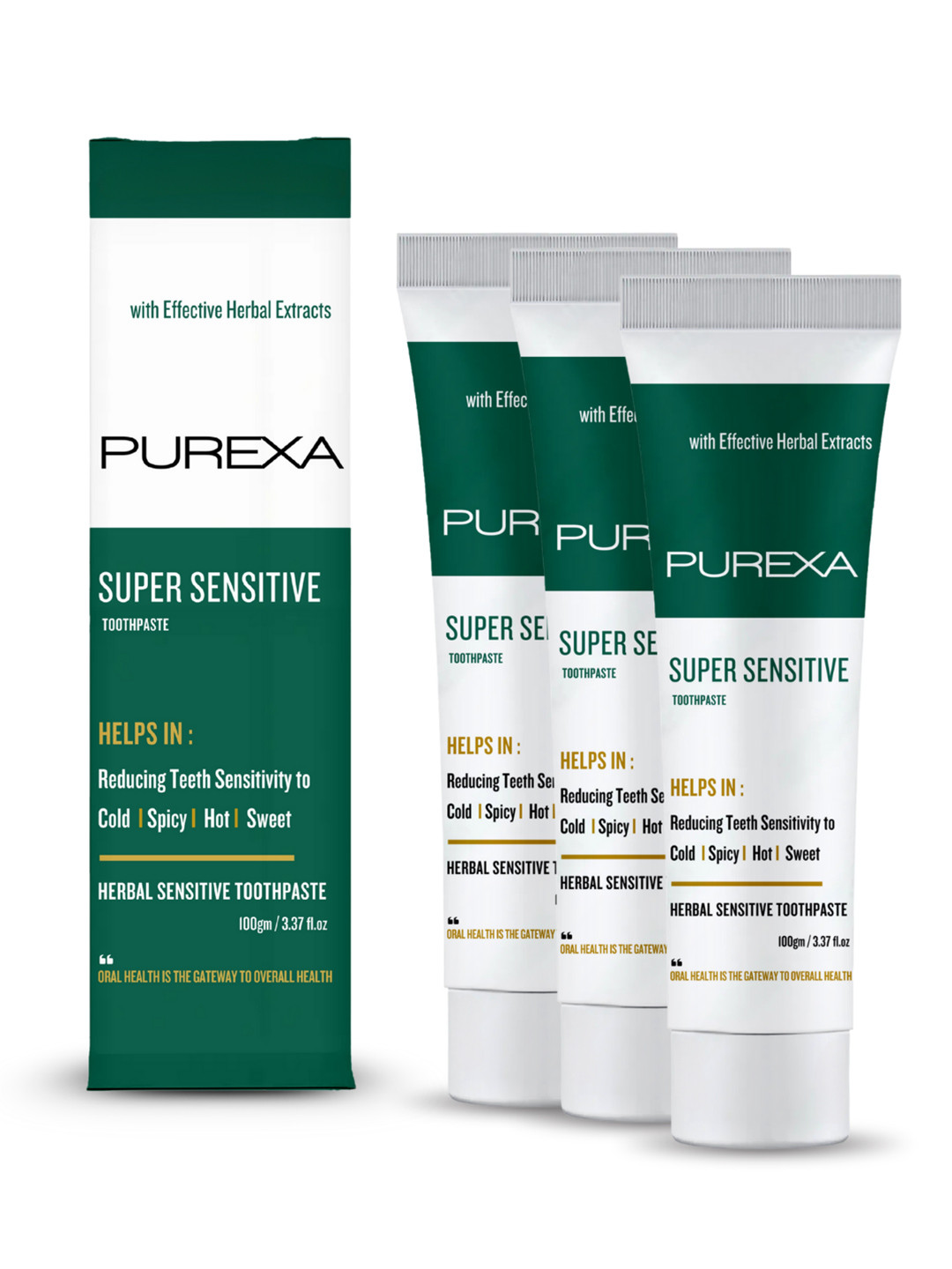 Purexa Set Of 3 Super Sensitive Toothpaste For Gentle Care & Sensitive Teeth - 100 g Each