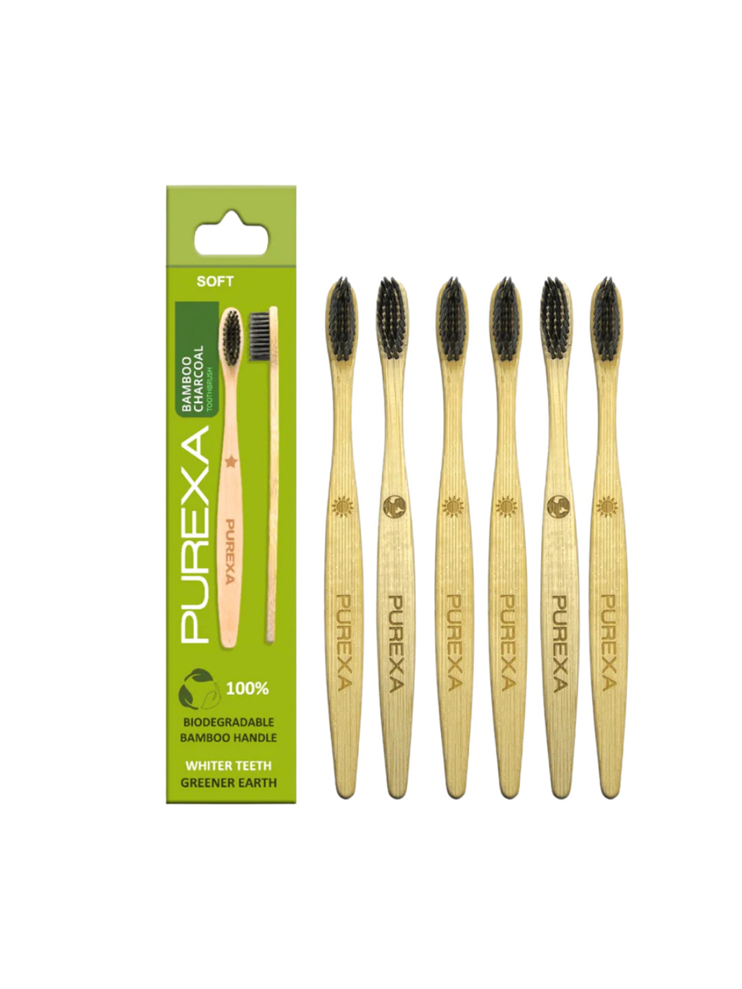 Purexa Set Of 6 Soft Bristles Toothbrush With Activated Charcoal