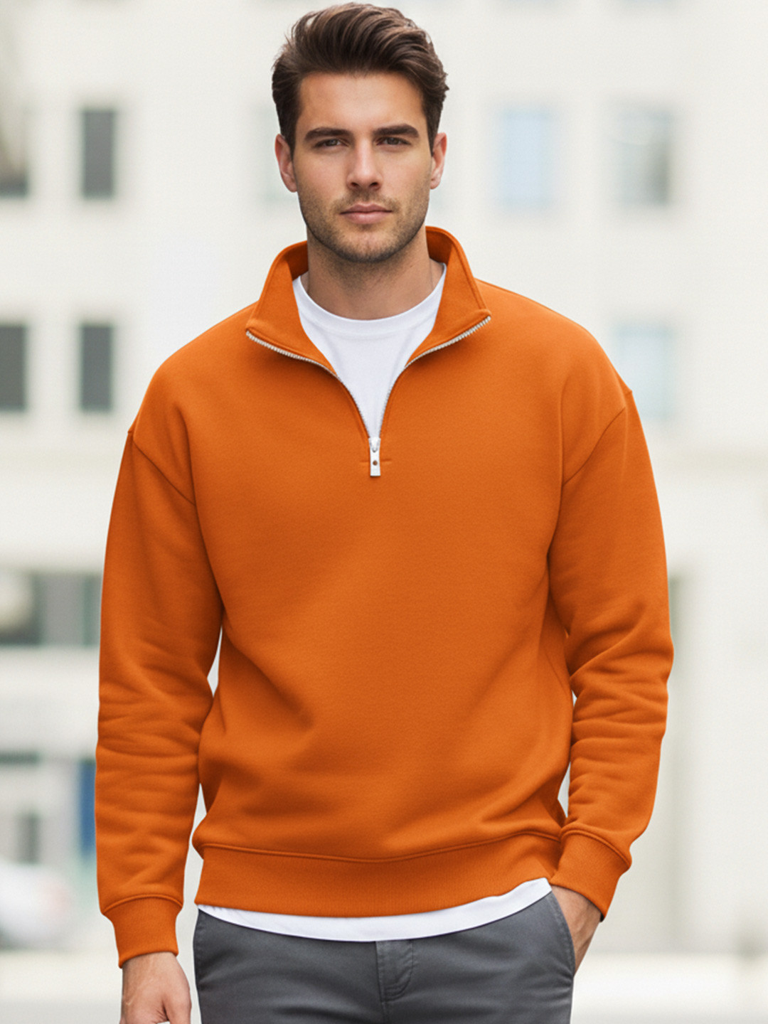 MACK JONNEY Men Turtle Neck Long Sleeves Pullover Sweatshirt