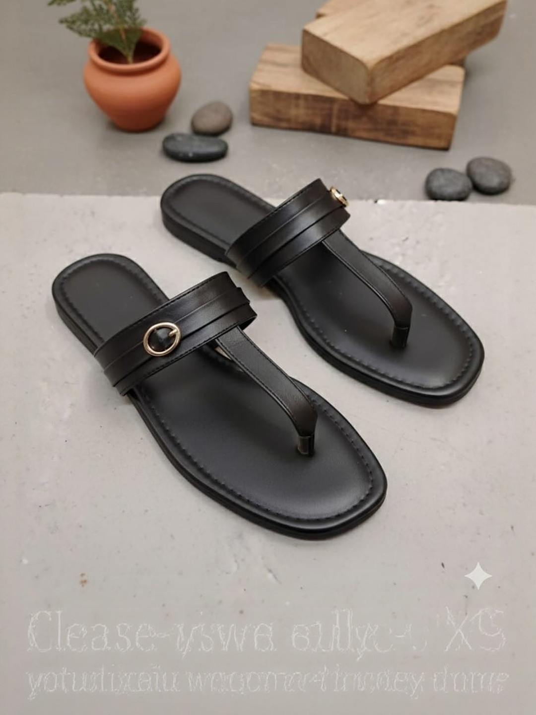 ADIVER Women Solid Square Toe No Back Strap Western - Embellished Open Toe Flats