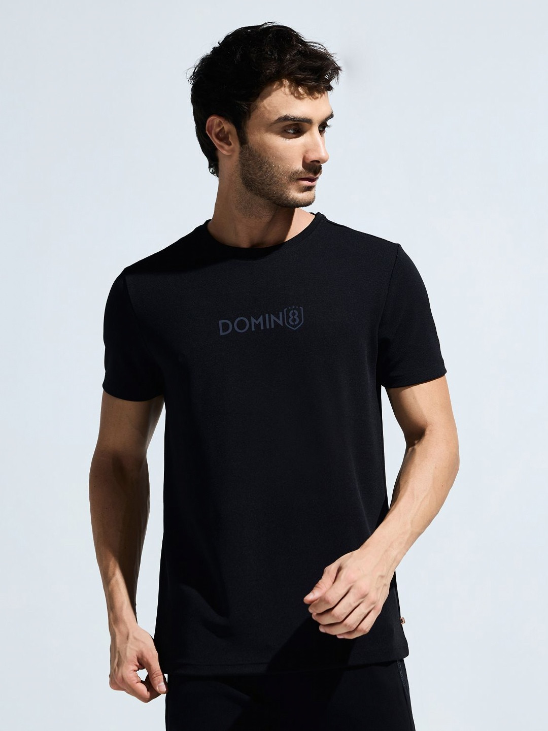 DOMIN8 Men Wrinkle Resistant Moisture Wicking Multi Reflecting Chest Logo T-Shirt