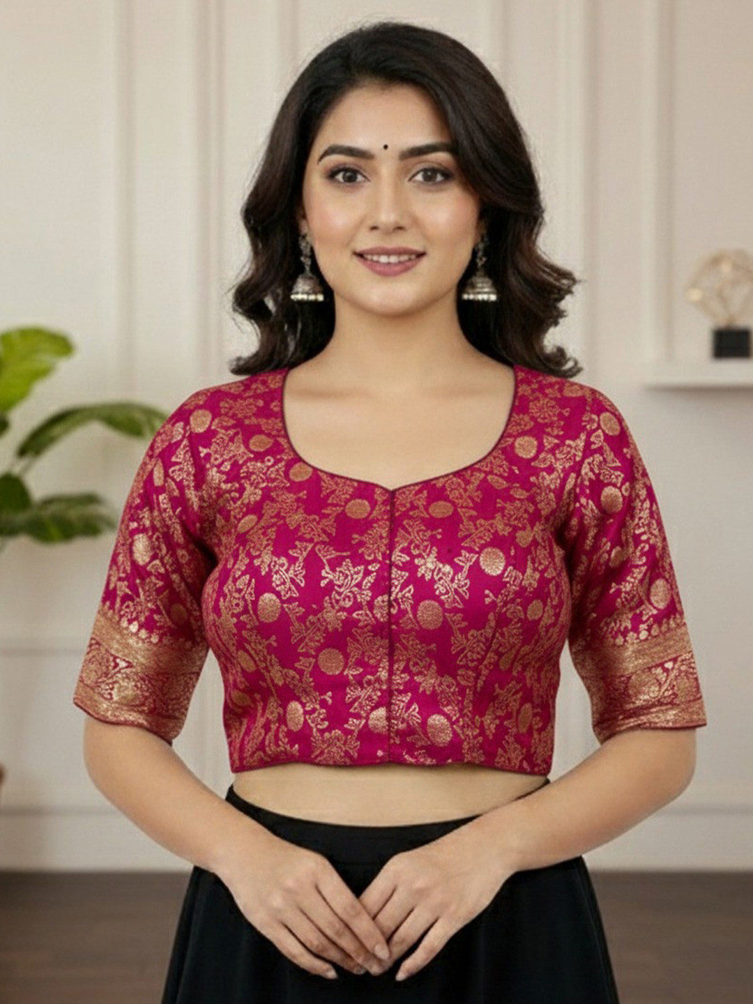 RAGHUVEER CREATION Women Pink  Saree Blouse