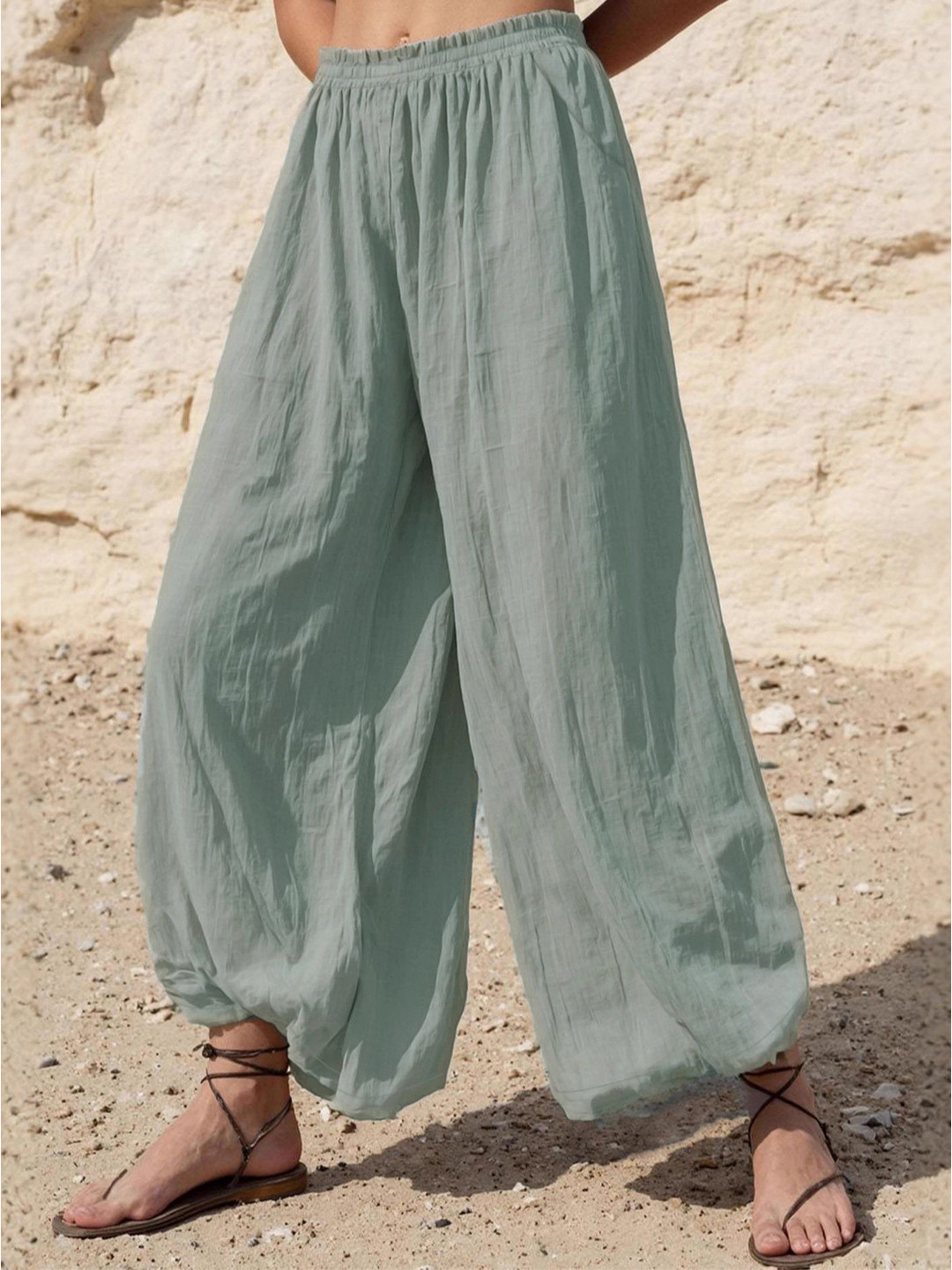 LULU & SKY Women Wide-leg Knitted Palazzos woth Slip -On Closure