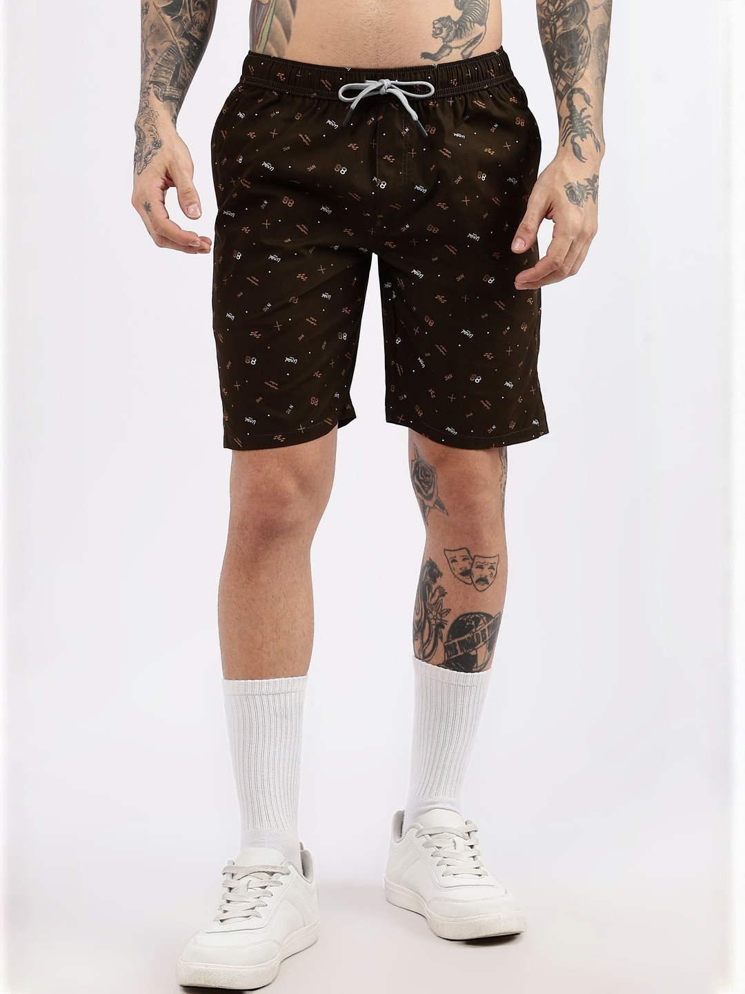24 Street Men Printed Mid-Rise Relaxed Fit Shorts