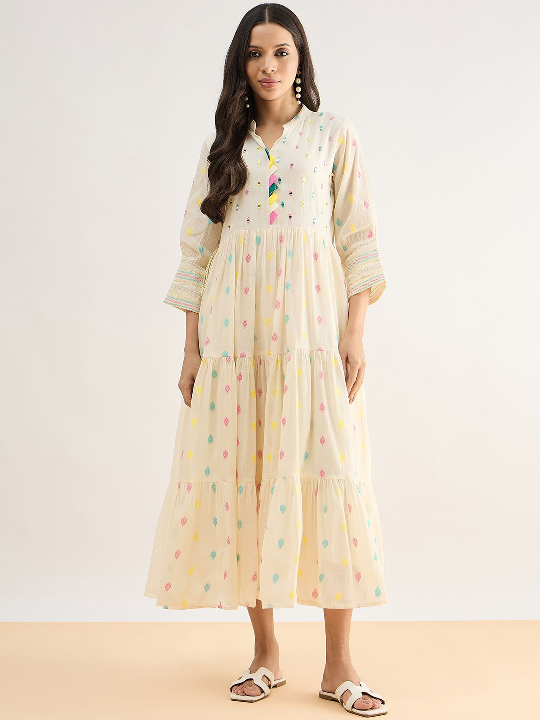 Orchid Blues Print Fit & Flare Maxi Dress