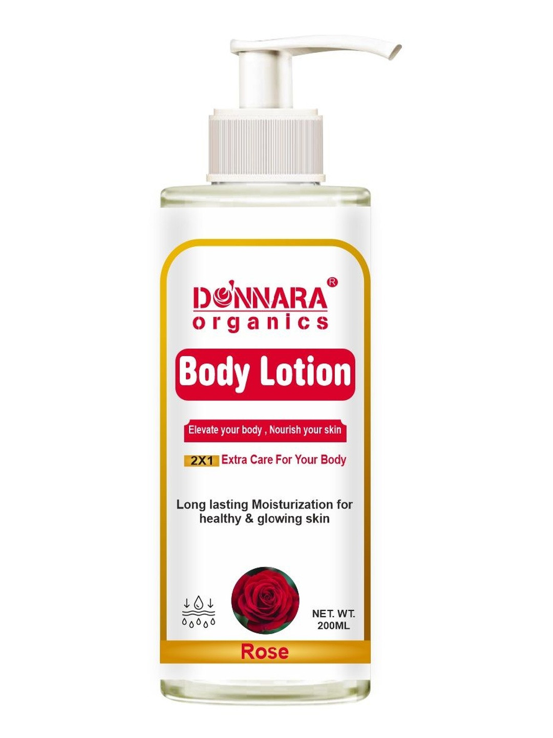 Donnara Organics Rose Body Lotion For Healthy & Glowing - 200 ml