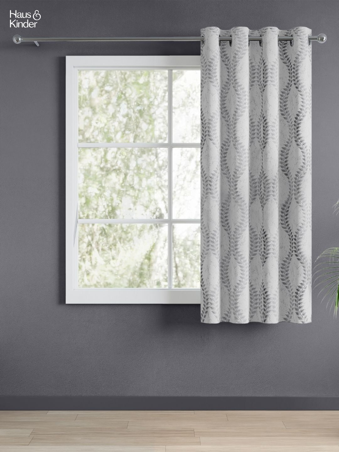 haus & kinder Signature SliverGroove Grey Jacquard Room Darkening Window Curtains