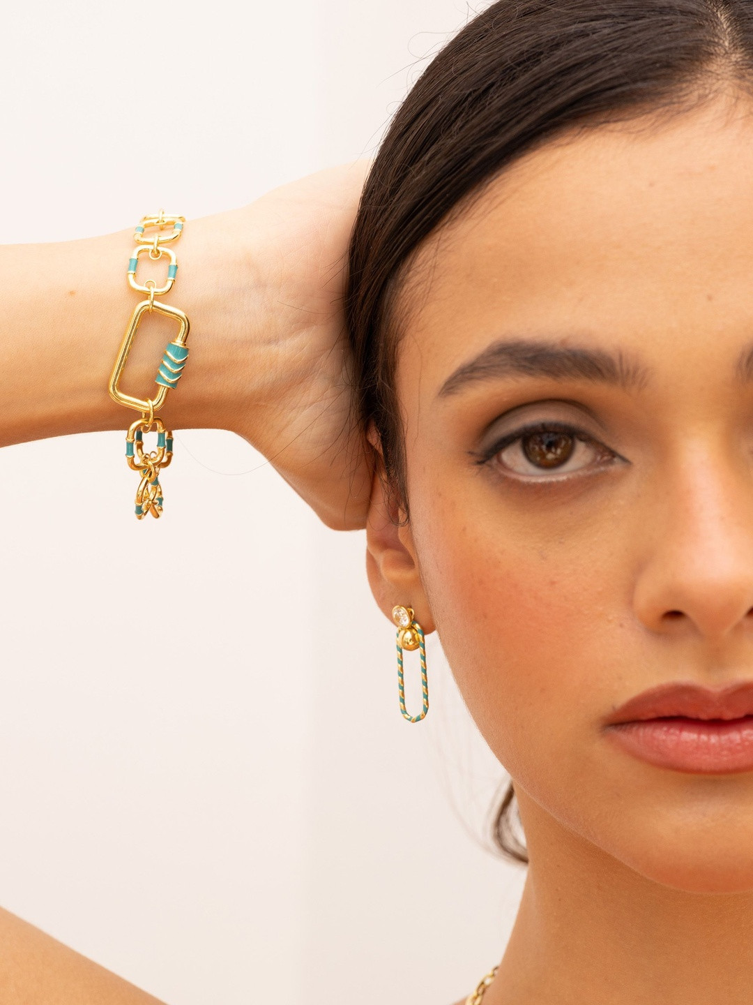 Nishani Mankai 925 Sterling Silver Gold-Plated Statement Link Bracelet