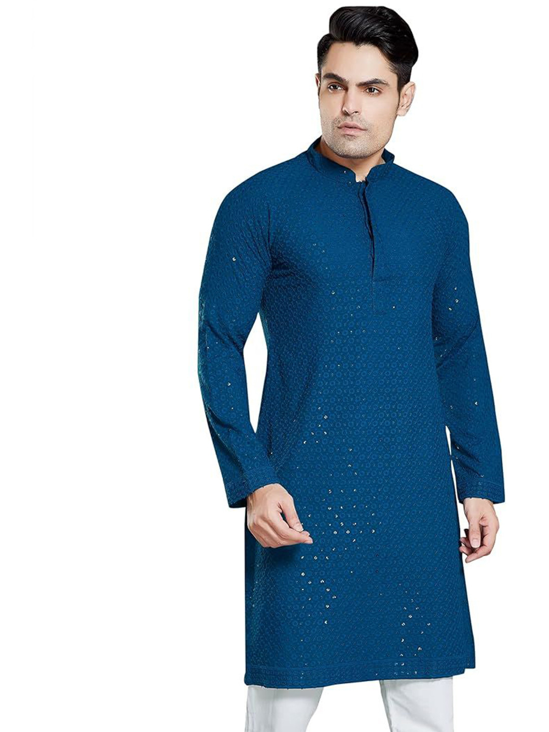 SVATVA Men Floral Embroidered Sequinned Kurta